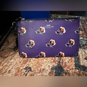 Purple Floral Coach Wristlet NWOT